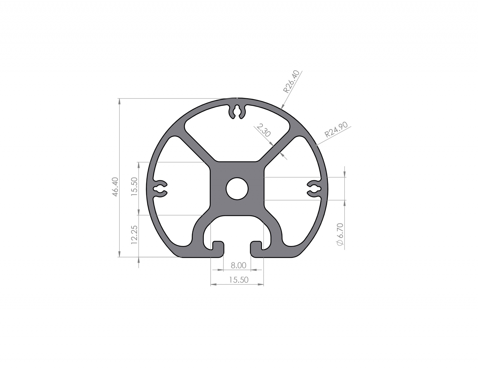 Aluminum profile R26-270 ° light groove 8 I-type 8N